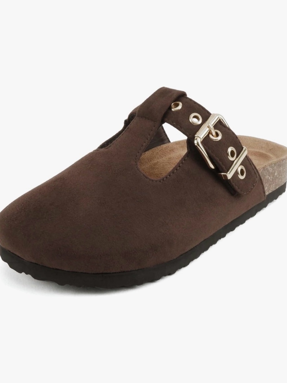 Soda Brown Suede Clog Mule with Buckle